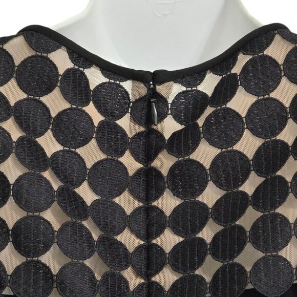 Lauren Ralph Lauren Black Dotted Lace Peek-A-Boo Sleeveless Shift Dress Sz 6 - Picture 3 of 7